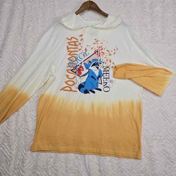 Disney Tops - Disney Pocahontas Meeko Raccoon Tie-Dye Hoodie Sweatshirt Size Large